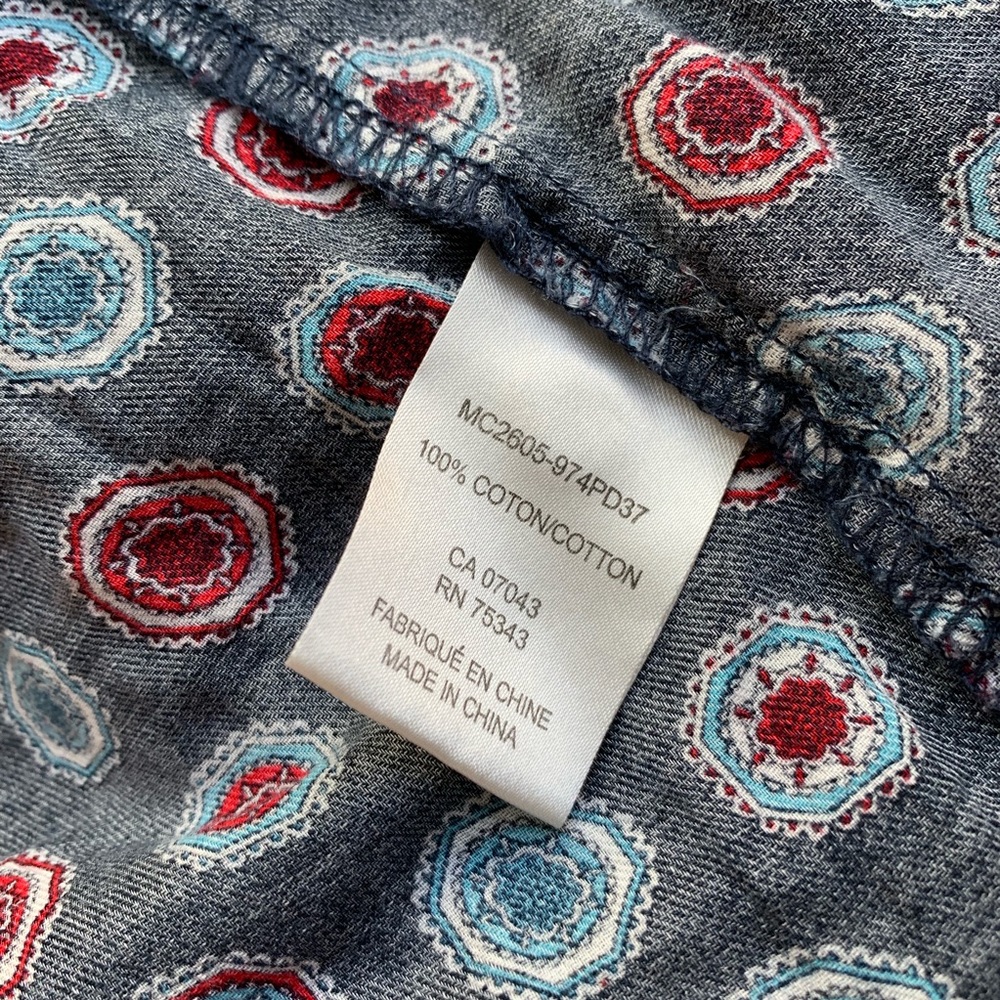 Patterned Navy Button Down - Picture 6 of 7